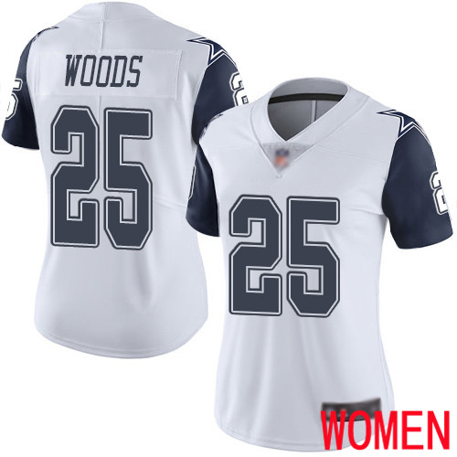 Women Dallas Cowboys Limited White Xavier Woods #25 Rush Vapor Untouchable NFL Jersey->women nfl jersey->Women Jersey